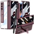 thumbnail image 1 of S Pen Holder Case Compatible Samsung Galaxy Z Fold 4 Case with Privacy Screen Protector,Magnetic Hinge Protection Transparent Case for Samsung Fold 4 5g Case,Samsung Z Fold 4 Phone Case Wine Red, 1 of 14