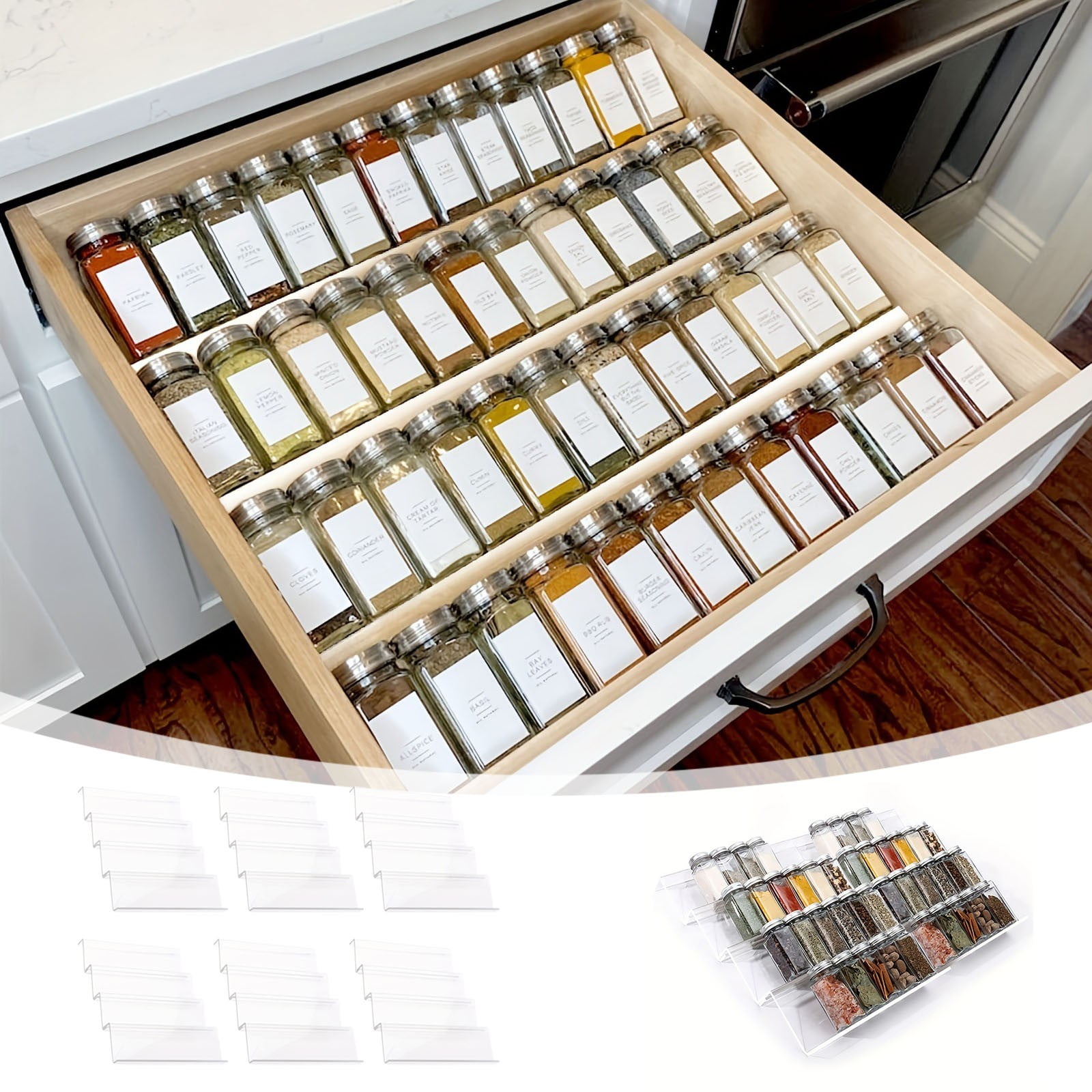 S Pice Drawer Organizer Clear Acrylic Drawer Seasoning Organizer