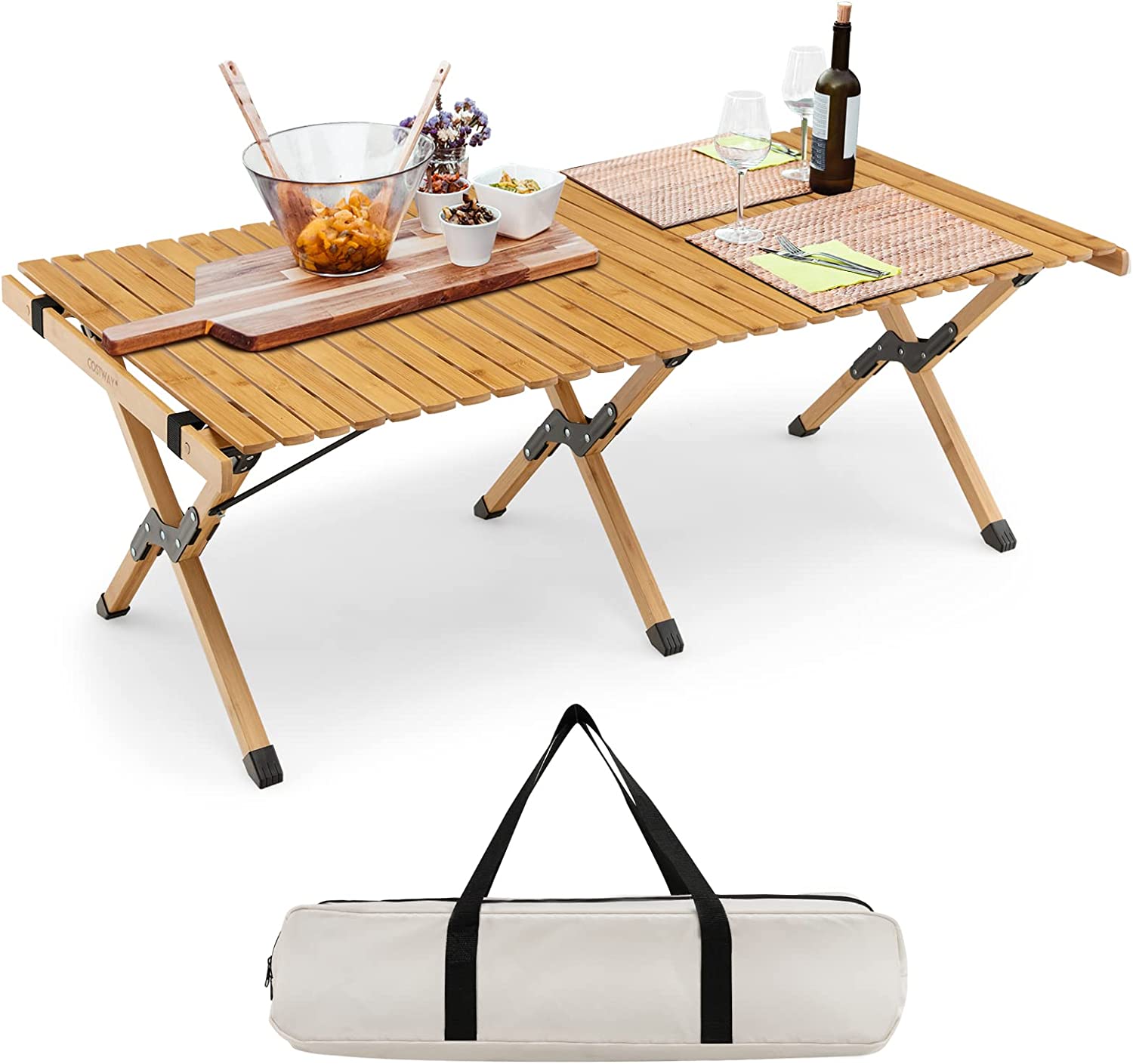 S S Picnic Table, Portable 4ft Roll Up Camping Table with Storage Bag