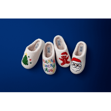 S+R Women's Holiday Graphic Cozy Slide Slipper
