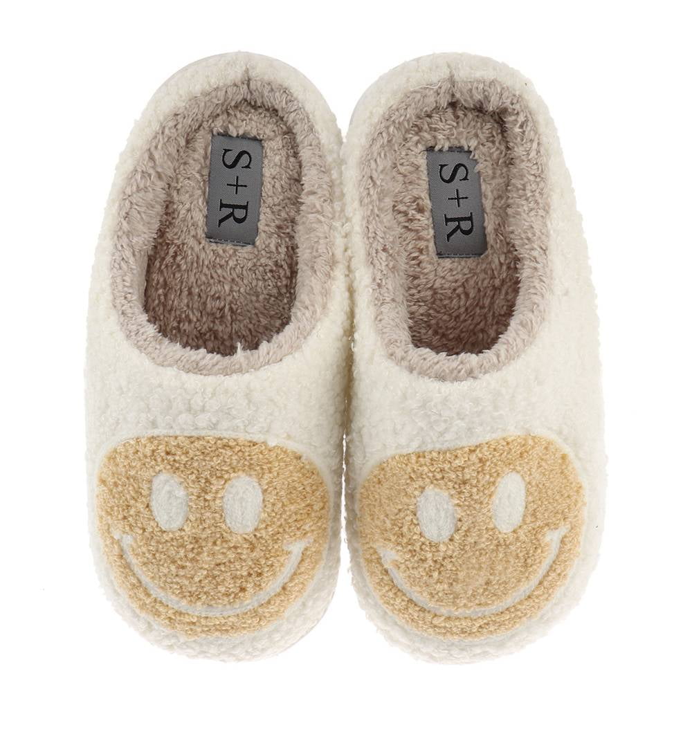 S+R Women's Smiley Graphic Cozy Slide Slipper