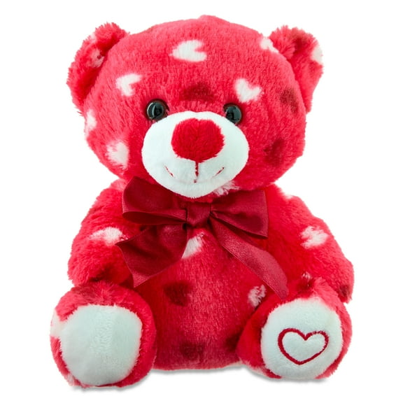 Small Heart Polka Dot Bear Plush, Red, 8", Valentine's Day by Way To Celebrate
