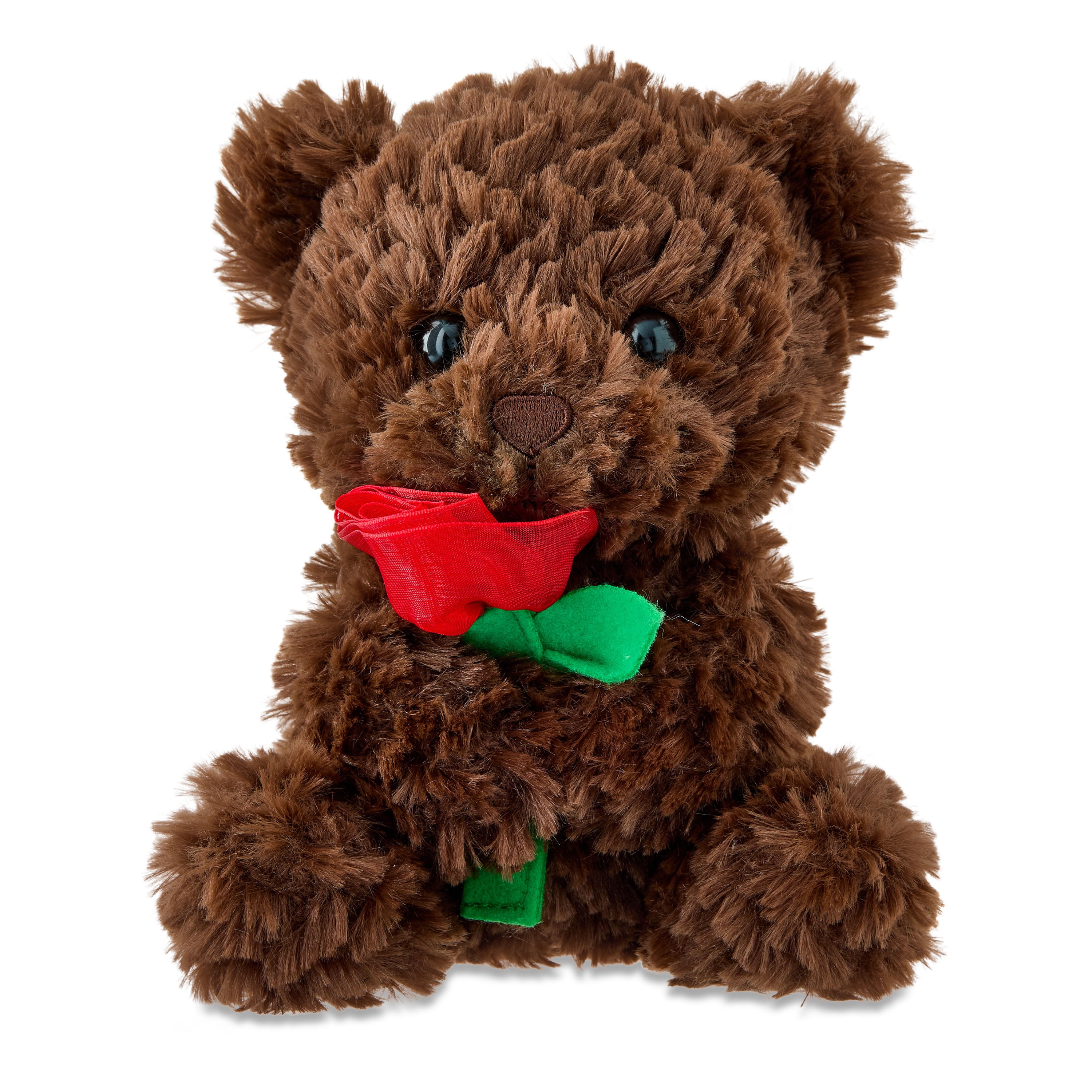 Small Bear with Rose Plush, Chocolate, 8", Valentine's Day by Way To Celebrate