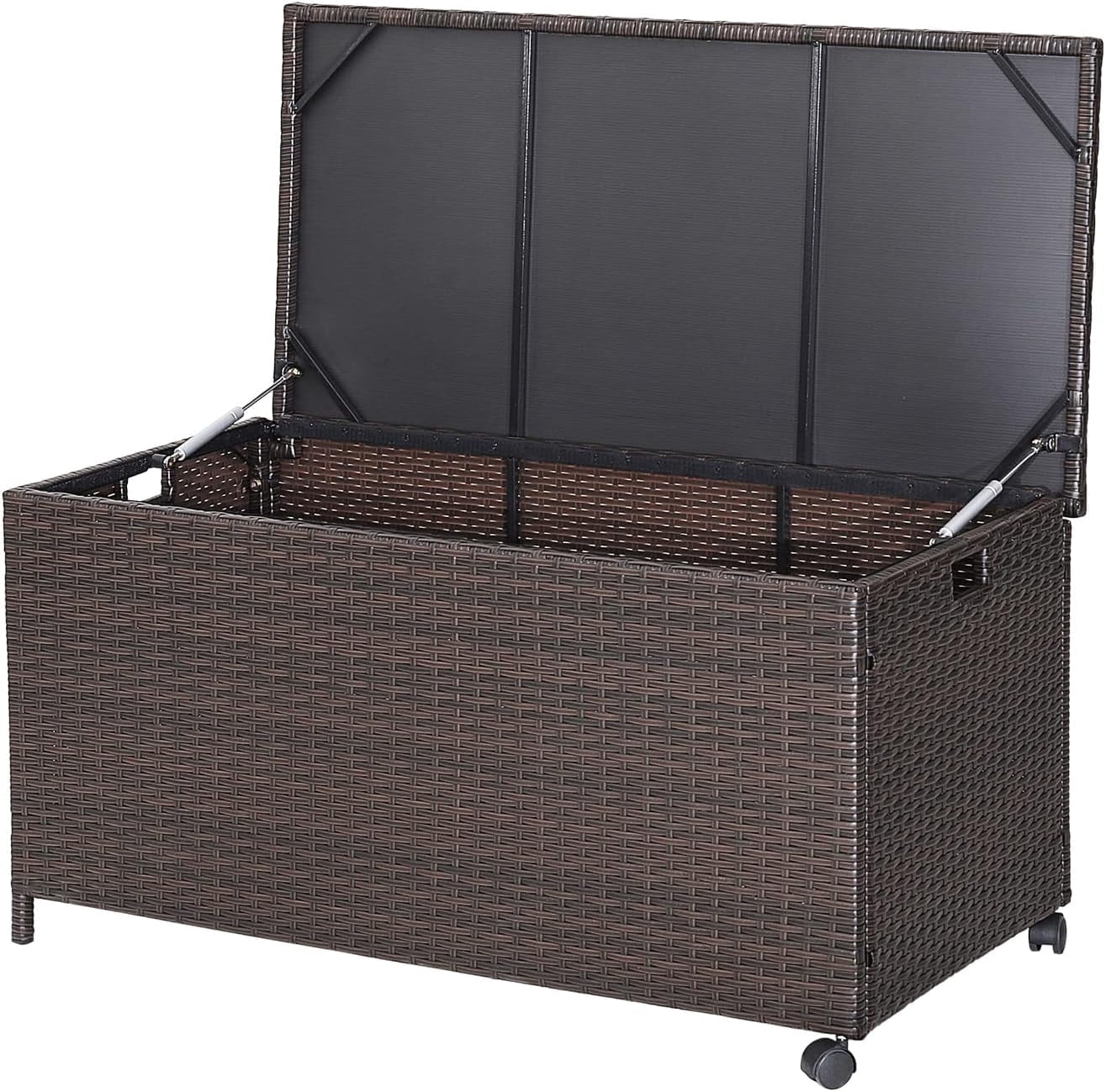 S Rattan Storage Box - 50 Gallon All-Weather Wicker Storage Box w/Top ...