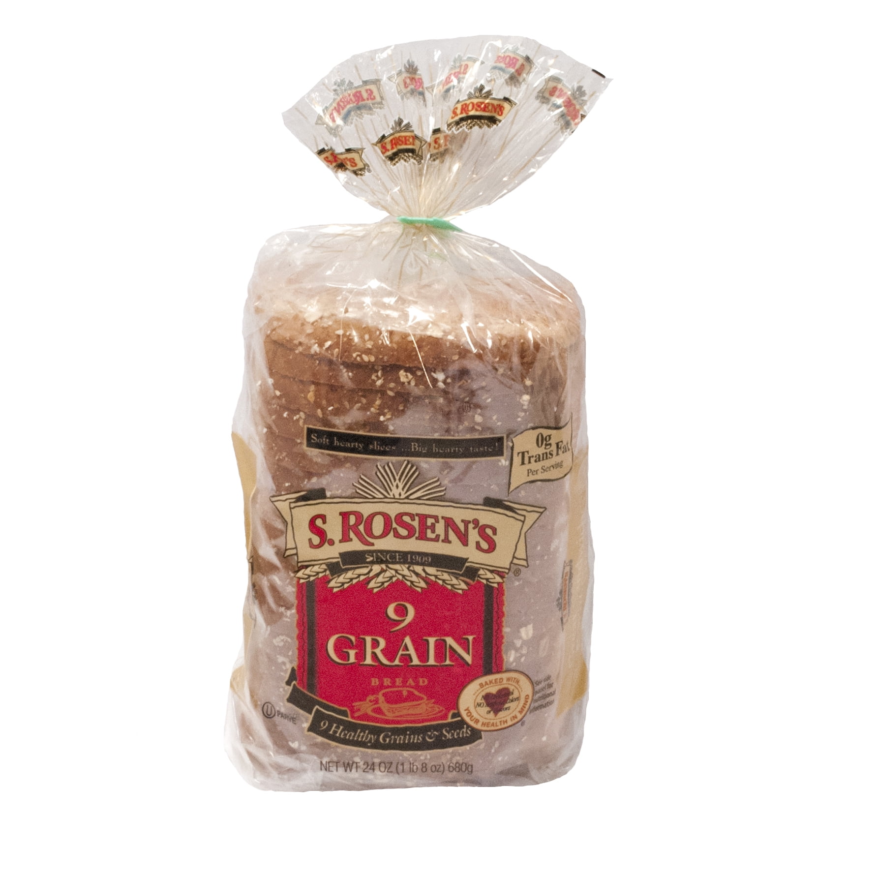 S. Rosen's 9 Grain Wheat Bread, 24 oz. Fresh Bread Loaf