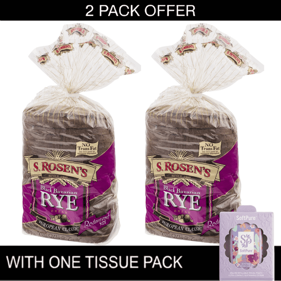 S. Rosen's Black Bavarian Rye Bread European Classic No Trans Fat Restaurant Size & Tissue Pack