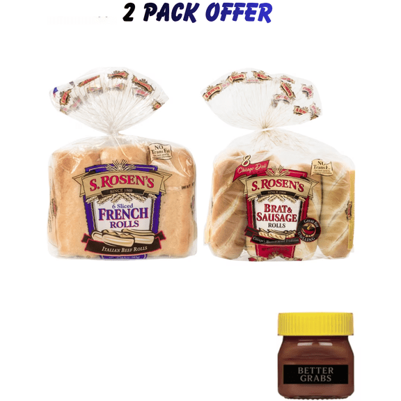 S. Rosen's Brat & Sausage Rolls 8 Count Package, 18 oz | S. Rosen's French Rolls, 6 Count, 13.5 oz., Fresh