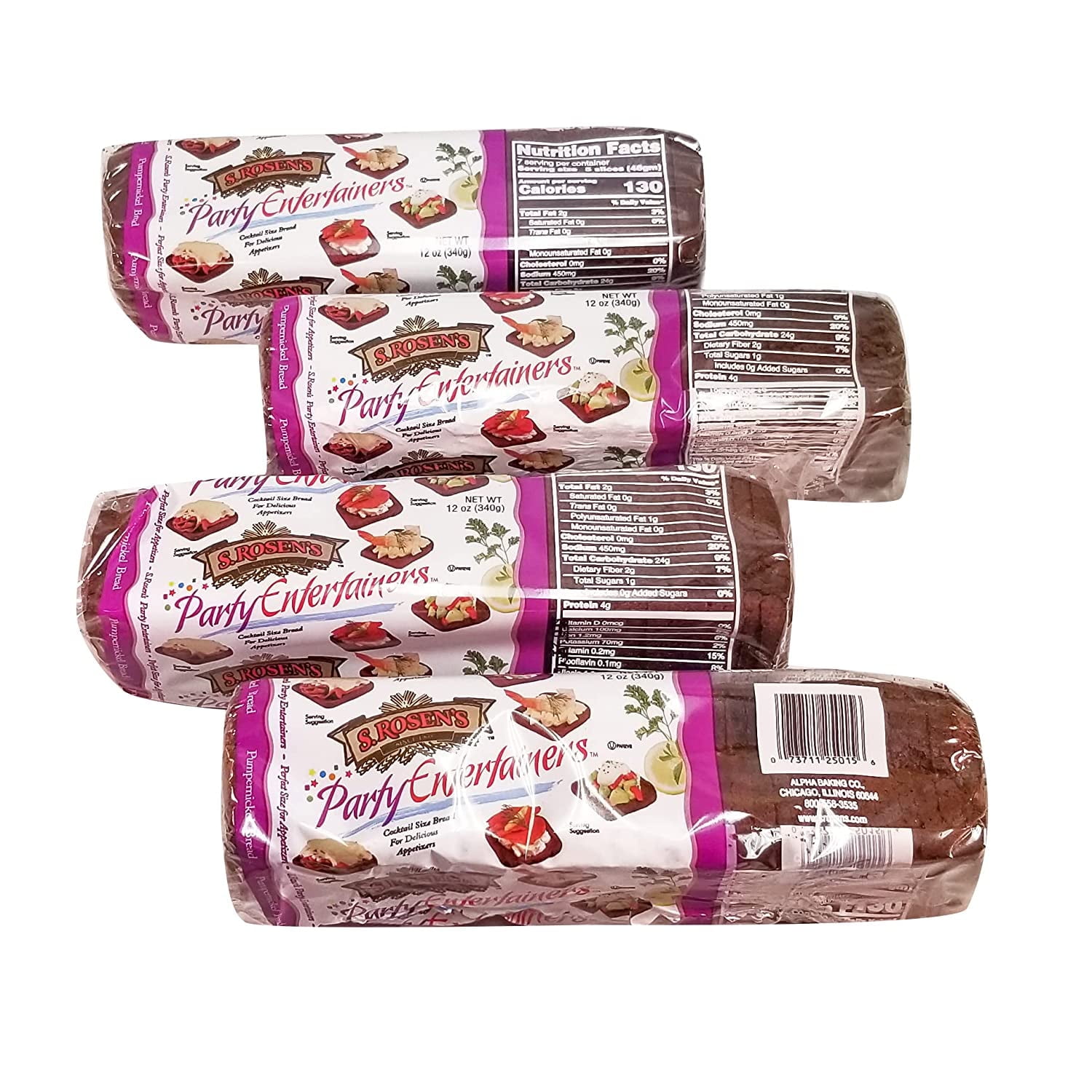S Rosen's Pumkpernickel Cocktail Rye Bread-4 Loaves