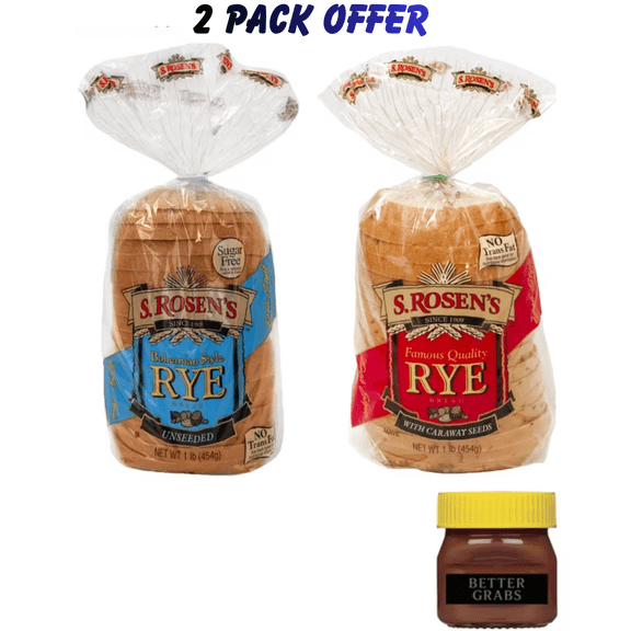 S. Rosen's Regular Cut Plain Rye Bread, 16 oz. | S.Rosens Rye with Caraway Seeds Bread, 16 oz. Fresh Loaf