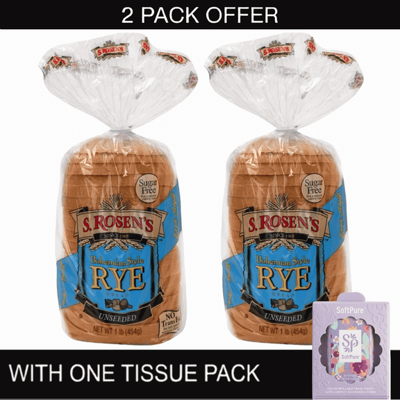 S. Rosen's Rye Bread Bohemian Style Unseeded Sugar Free & Tissue Pack