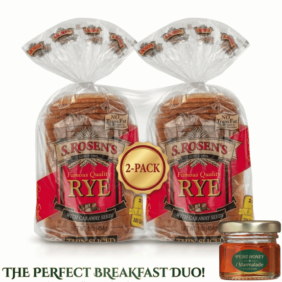 S. Rosen's Rye Bread Thin Sliced With Caraway Seeds Deli Style 2-Pack 16 oz