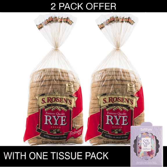 S. Rosen's Seeded Rye Bread with Caraway Seeds, Restaurant Size, with Tissue Pack, 24 oz