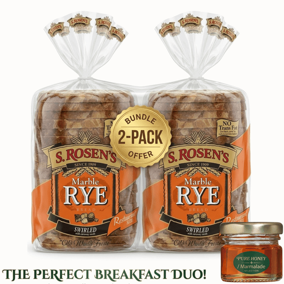 S. Rosen's Swirled Marble Rye Bread with Caraway Seeds, 2-Pack