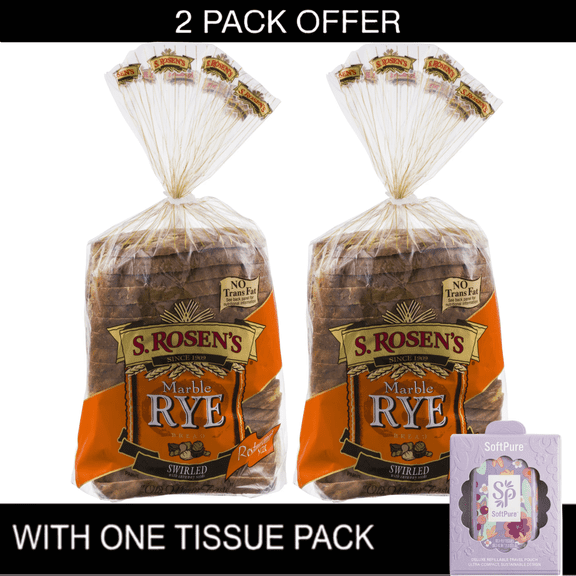 S. Rosen's Swirled Marble Rye Sliced Bread, No Trans Fat, 24 oz & Tissue Pack