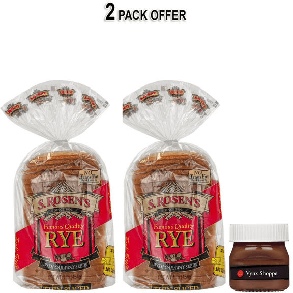 S. Rosen's Thin Sliced Rye Fresh Bread with Caraway Seeds, 16 oz. Loaf