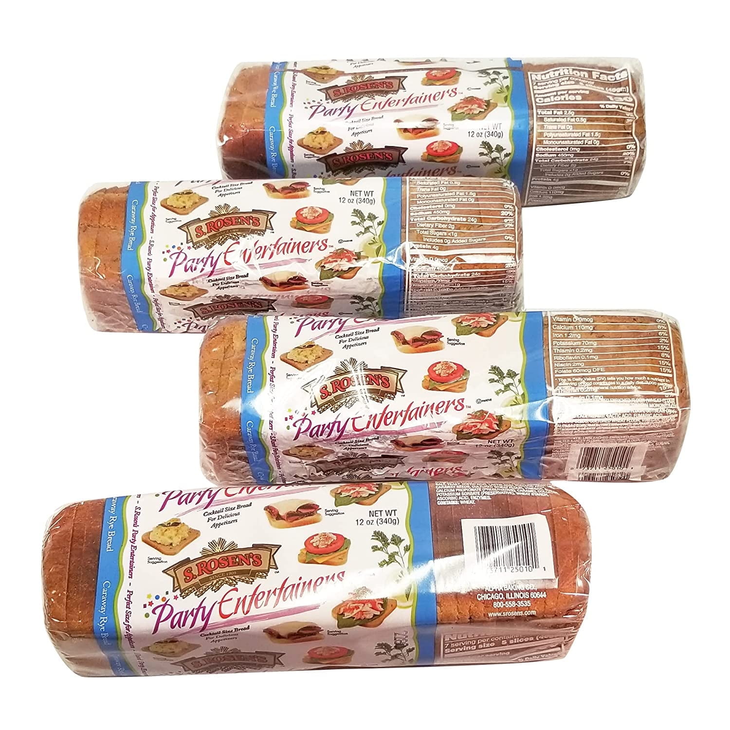 S. Rosens Cocktail Rye Bread Caraway-Pack of 4