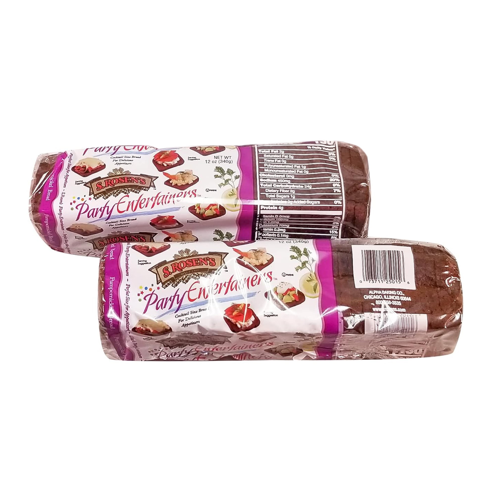 S. Rosens Cocktail Rye Bread Pumpernickel-Pack of 2