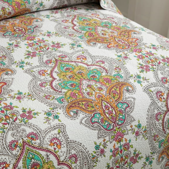 S&S Damask Medallion 3 Piece 100% Cotton Quilt Set King