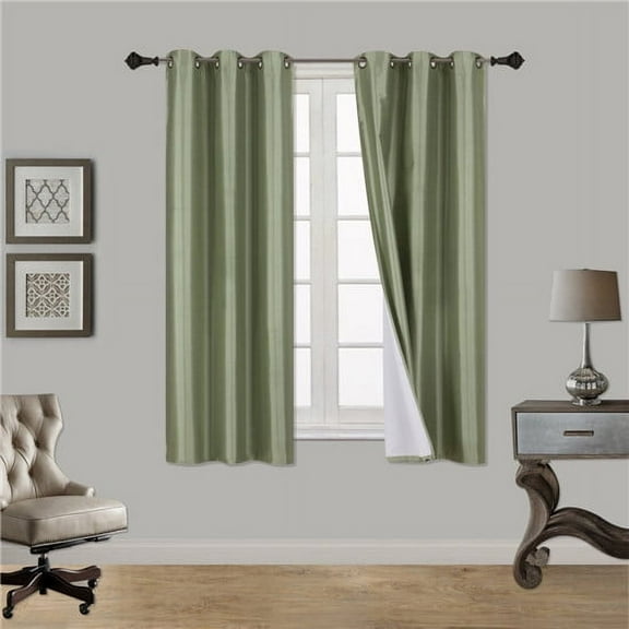 S.S.S. Sage Green Solid Blackout Curtains, 37 x 63 (2 Panels)