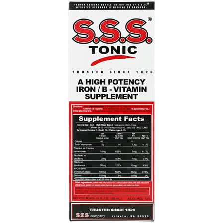 S.S.S. Tonic, Iron and Vitamin B Liquid Supplement, 10 fl oz, Bottle (Pack of 1)