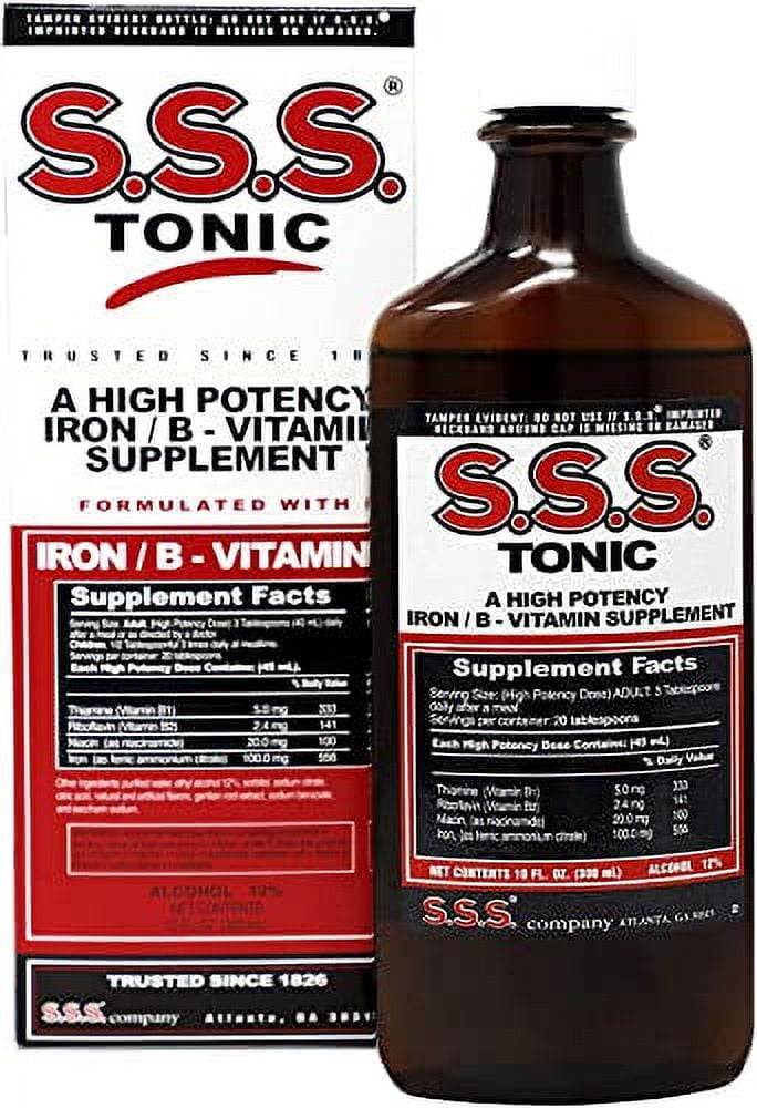 S.S.S. Tonic, Iron and Vitamin B Supplement, High Potency Vitamins, 10 FL Oz, Bottle.Â