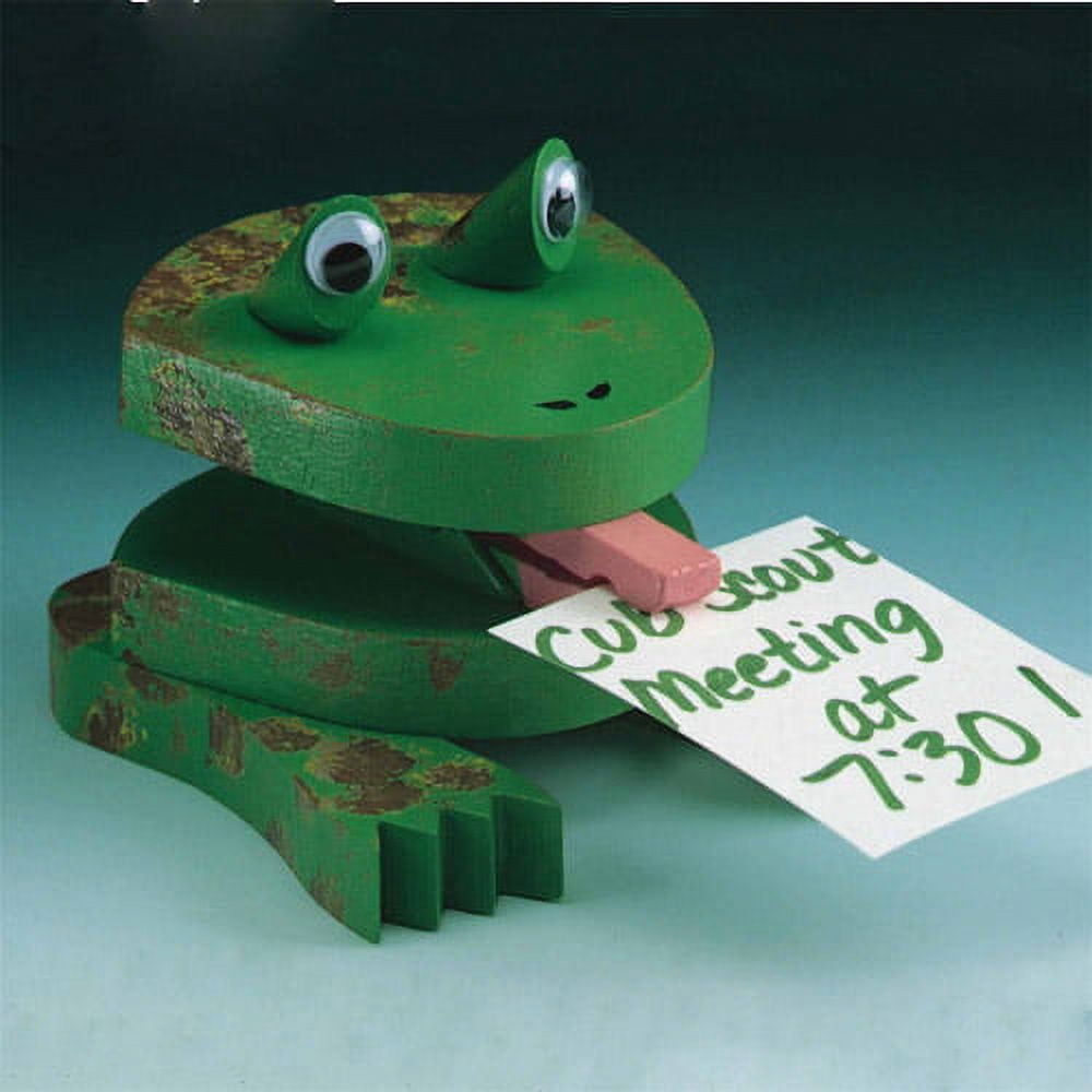 S&S Unfinished Green Wood Frog Note Holder Unassembled, Pack of 12