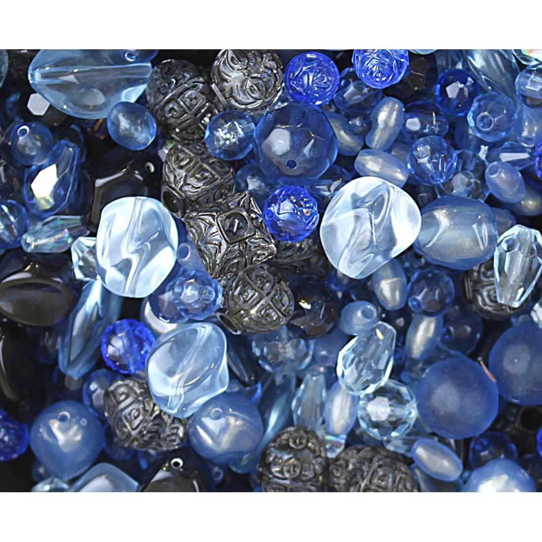 S&S Worldwide Acrylic Element Beads, 1/2 lb, Bag of 1100, Assorted Blue Colors and Shades