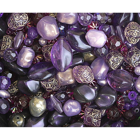 S&S Worldwide Acrylic Element Beads, 1/2 lb, Bag of 1100, Assorted Purple Colors and Shades