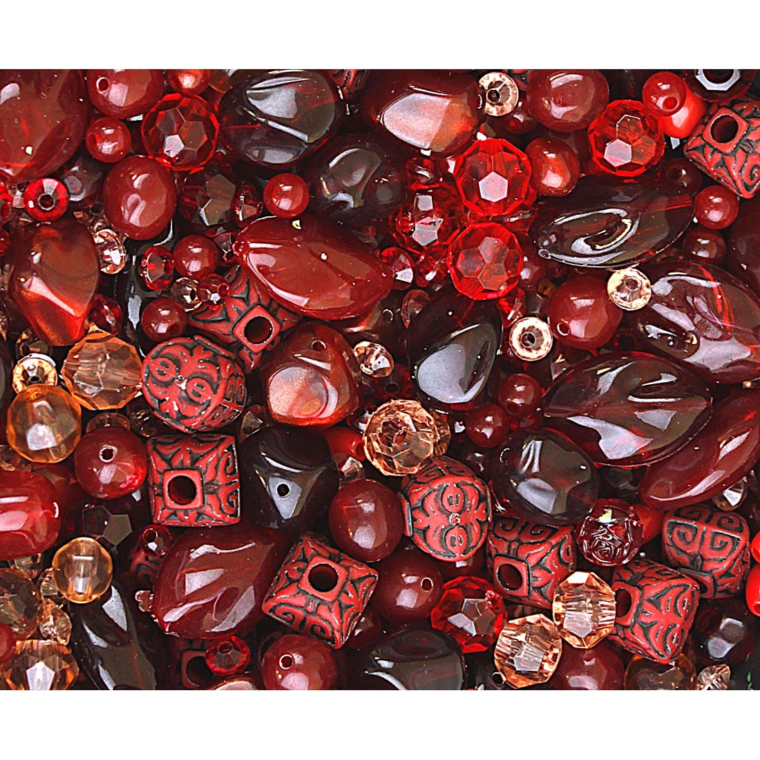 S&S Worldwide Acrylic Element Beads, 1/2 lb, Bag of 1100, Assorted Red Colors and Shades