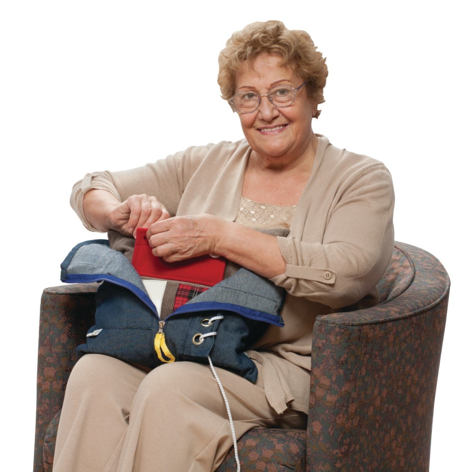 S&S Worldwide Activity Pillow. Lots of Activities to Keep Hands Busy for Seniors and those with Dimentia. Washable 14" Square.