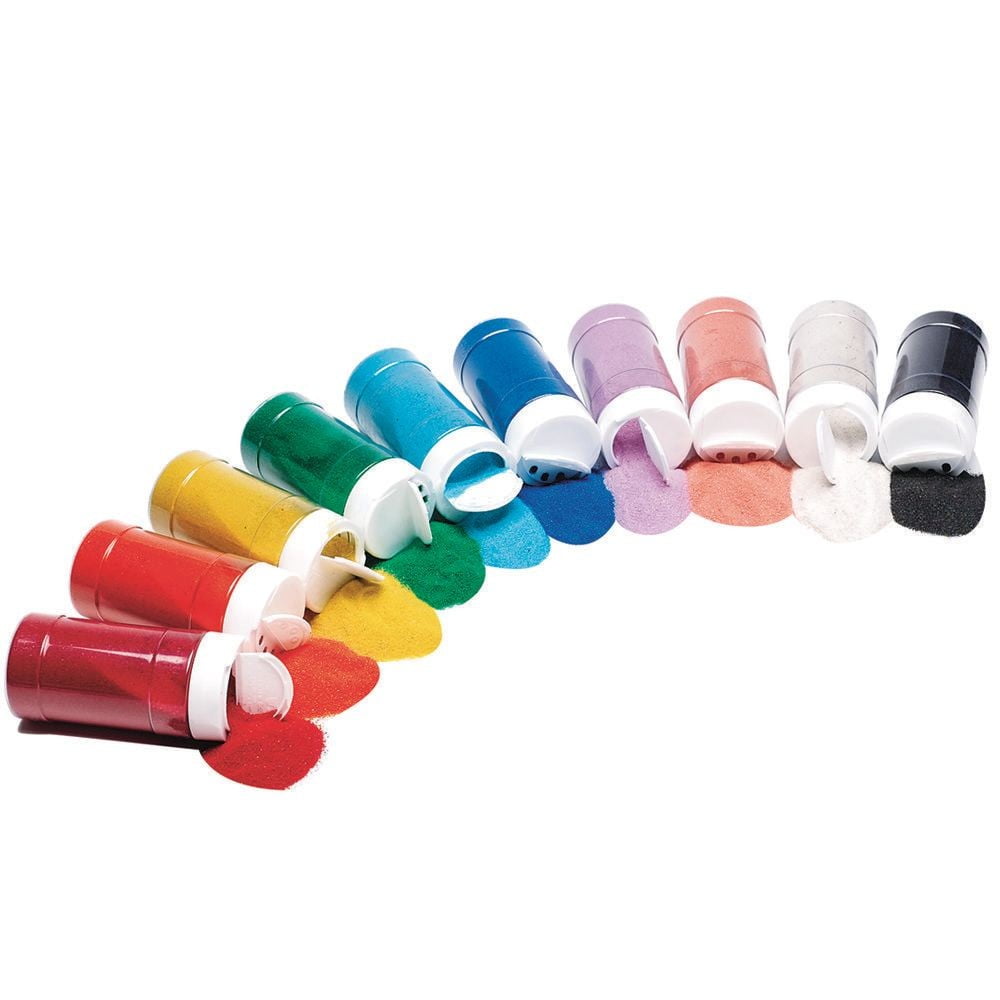 S&S Worldwide Art Sand Assortment in 12 oz. Shaker Top Bottles, For Sand Art Layering, Decorating Adhesive Sand Art Pictures, Terrariums & More Crafts, 10 Colors of Fine Sand, Non-Toxic, Pack of 10