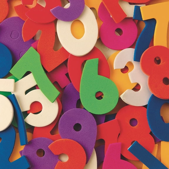 S&S Worldwide Color Splash! Adhesive-Backed EVA Foam Number Shapes, 8 Bright Colors Kids Love, Numbers 0 - 9 w/Sticky Backs, Kiss-Cut Sheets in Zip-Top Storage Bag, 1-1/2" to 1-3/4" tall. Pack of 640