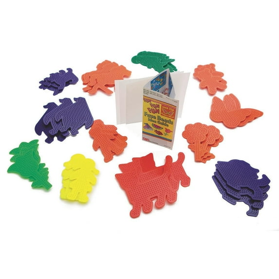 S&S Worldwide Color Splash! Fuse Bead Pegboard Assortment, 3 each of 12 Fun Shapes, Sizes Range From 2-1/2" - 6-1/2",  For All Ages - Kids & Adults, Designs for Boys & Girls. Pack of 36.