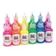 S&S Worldwide Color Splash! Neon Dimensional Fabric Paint Asst, 2 ea of 6 Bold Colors, 1-oz Squeeze Bottles W/Precision Tips, Create Raised Designs on Fabric, Vinyl, Wood, More, Non-Toxic, Pk of 12