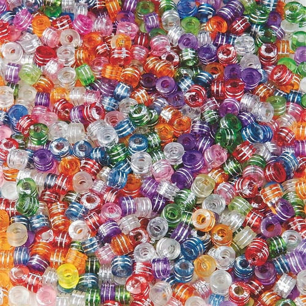 S&S Worldwide Color SplashPlastic Assorted Metallic Color Striped Pony Beads 1/2lb Bag