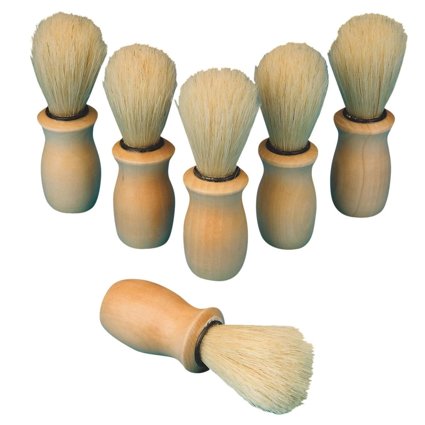 S&S Worldwide Easy Grip Stubby Paint Brushes, Smooth Round Wood Handles are Easy to Hold, Use with All Paints, For Kids & Adults, Total Length 4-1/4", Set of 6
