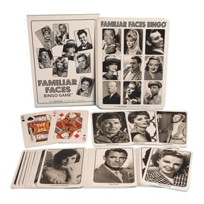 S&S Worldwide Familiar Faces Bingo Game for Up to 12 Players.  Features Golden Age Celebrity Faces.  Large 9-1/2" x 13" Bingo Cards and 5" x 7-1/4" Calling Cards are Easy to See for Seniors.