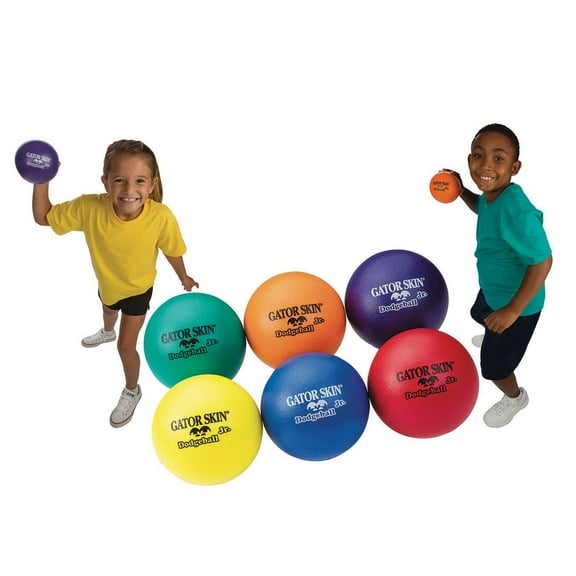 S&S Worldwide Gator Skin Junior Dodgeballs. Assorted color 5" PU Coated Foam Balls. Soft No-Sting Kid's Balls for Camps, After School Programs, Basement Dodgeball and more.  For Ages 4 - 8. Set of 6.
