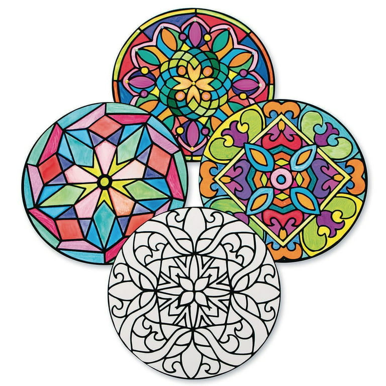 S&S Worldwide Velvet Art Mandalas to Color, 10 each of 4 Designs,  Classically Detailed Designs, Color with Markers or Colored Pencils, 9  Diameter