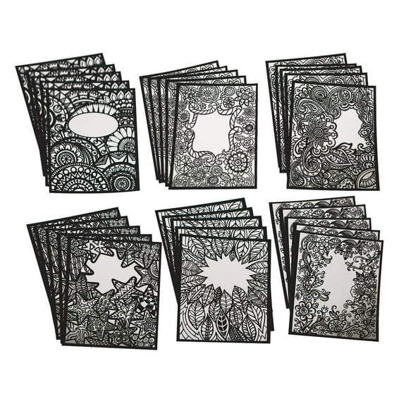 S&S Worldwide Velvet Art Posters to Personalize, 5 each of 6 Designs, Designs For Everyone, Kids, Adults, Boys, Girls, Color With Markers or Colored Pencils, 8-1/2" x 11" Cardstock, Pack of 30.