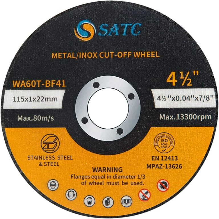 S SATC 50 Pack 4-1/2 x 0.04 x 7/8 Cut Off Wheels, Metal cutting wheel &  Stainless Steel Cutting Disc