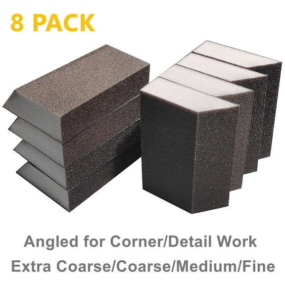 S SATC 8PCS Angled Drywall Sanding Sponges Set Wet Dry Sandpaper Block Pads 40-120 Grit