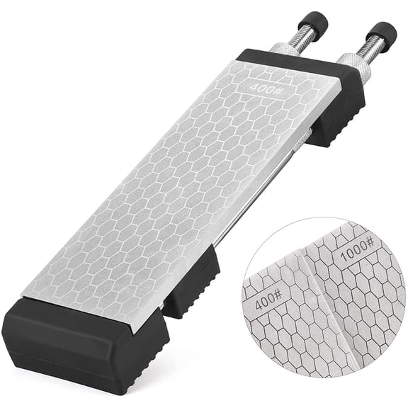 S SATC Diamond Sharpening Bench Stone Double Sided 400/1000 Grit 1 pack 8 inch W/ Non-Slip Holder