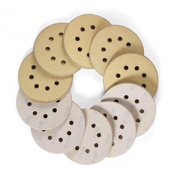 S SATC Sanding Disc 5 inch 8 Hole Hook and Loop Sanding Discs 120 Grit Random Orbit Sandpaper 100 Pcs for Efficient Surface Finishing and Smoothing