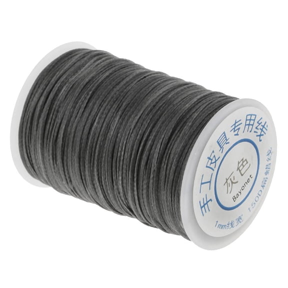 S SERENABLE 1 Piece 150D Waxed Polyester Braided Flat Thread For Sewing Leather Crafts - Gray, as described