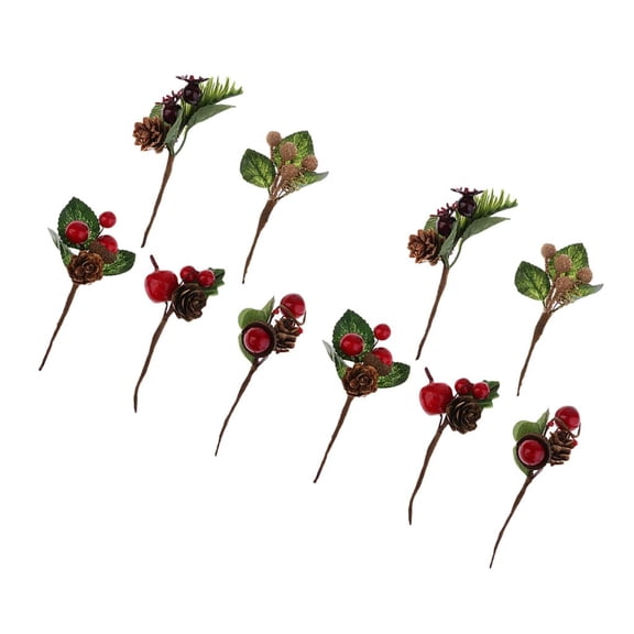 S SERENABLE 10 Pieces Artificial Dried Flowers Bouquets With Berries Pine Cone For Wedding Christmas Card DIY Gift Box Greeting Wish Card Decoration Embellishment