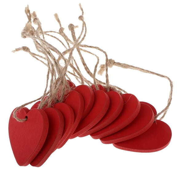 S SERENABLE 10 Pieces Friendly Wooden Heart MDF Blank Cutout Tags for Craft Wedding Party Packing Labels - red, as described 10pcs Red