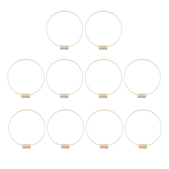 S SERENABLE 10 Pieces Metal Floral Hoop Centerpiece with Wood Stand Circle Metal Hoop Wreath Frame for Christmas Birthday Home Decoration 30cm