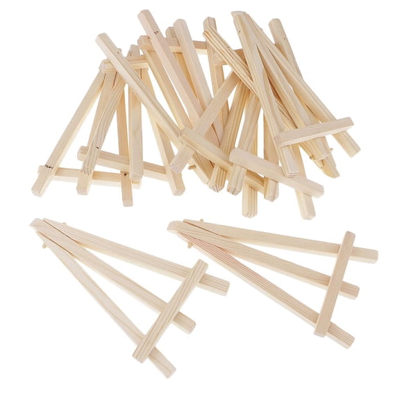 S SERENABLE 10 Pieces Mini Natural Pine Wood Tripod Easel Photo Painting Display Portable Tripod Holder Stand Wedding Table Name Number Holder