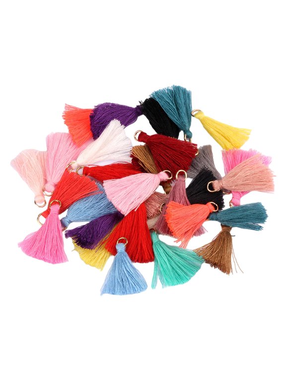 S SERENABLE 100 Pieces Multi Color Mini Tassels Handmade DIY Silky Tiny Tassels Colorful Keychain Tassel for Earring Keychain Crafts Making Supplies